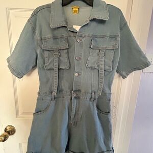 New Daisy Denim Utility Romper